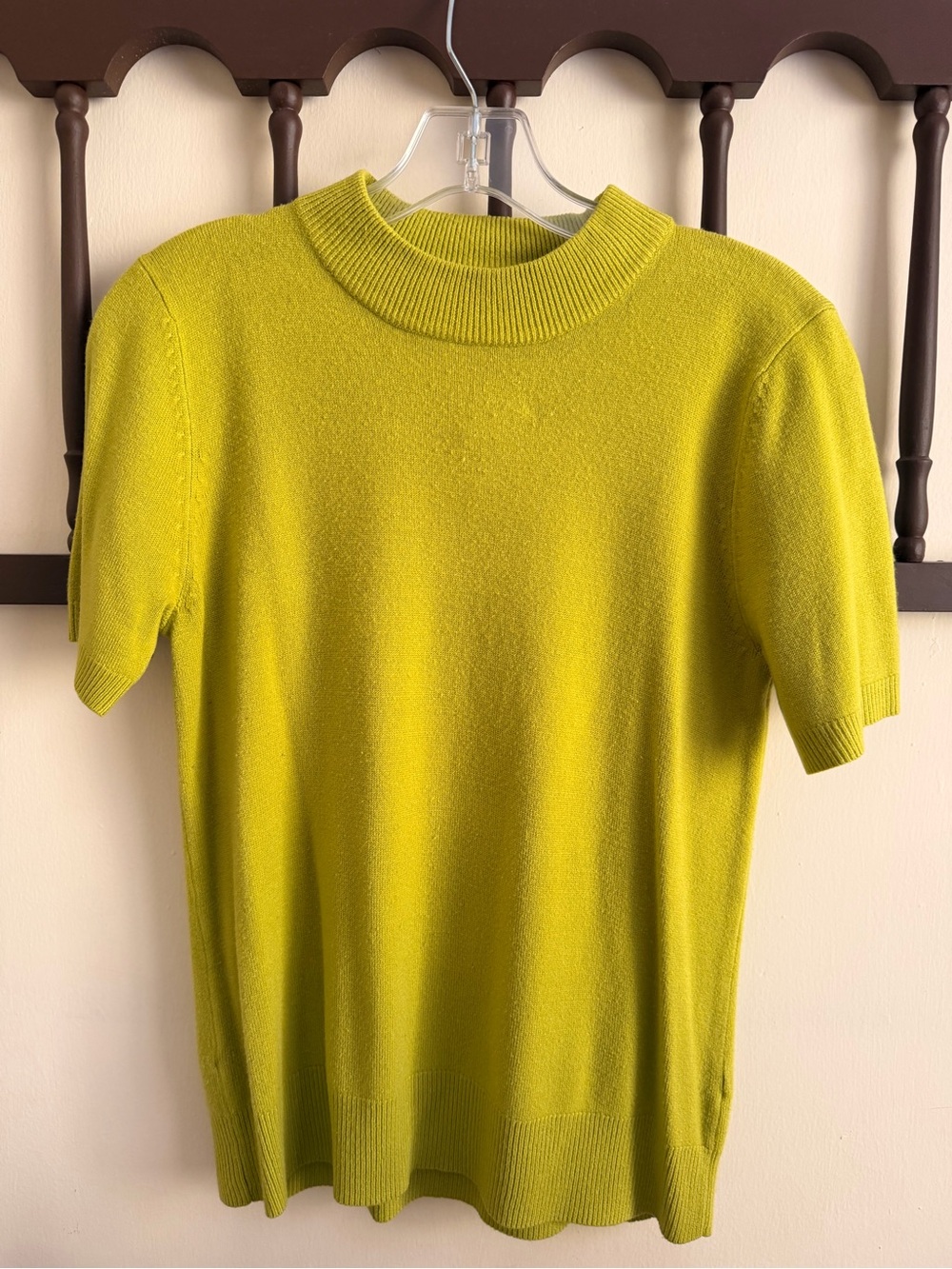 Sag Harbor Chartreuse Knit Short Sleeve Sweater